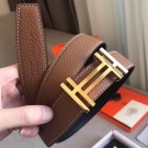 Imitation Hermes H Au Carre Belt Buckle &amp; Brown 32mm Strap HT00310