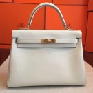 Imitation Hermes Ivory Swift Kelly Retourne 32cm Handmade Bag HT01149