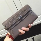 Imitation Hermes Kelly Ghillies Wallet In Etoupe Swift Leather HT00551