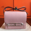 Imitation Hermes Mini Sac Roulis Bag In Rose Dragee Swift Leather HT01031