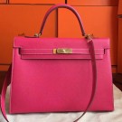 Imitation Hermes Rose Tyrien Epsom Kelly 32cm Sellier Handmade Bag HT01035