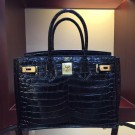 Knockoff Hermes Birkin 30cm 35cm Bag In Black Crocodile Leather HT01049