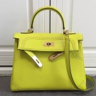 Knockoff Hermes Kelly Ghillies 28cm In Yellow Swift Leather HT01336