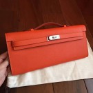 Knockoff Hermes Orange Epsom Kelly Cut Clutch Handmade Bag HT00253