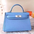 Luxury Hermes Celeste Epsom Kelly Mini II 20cm Handmade Bag HT00158