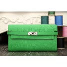 Luxury Hermes Kelly Longue Wallet In Bamboo Clemence Leather HT00198