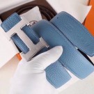 Quality Hermes H Belt Buckle &amp; Blue Clemence 32 MM Strap HT00460