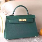 Replica Cheap Hermes Malachite Chevre Kelly Mini II 20cm Handmade Bag HT00937