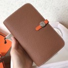 Replica Hermes Bicolor Dogon Duo Wallet In Brown/Orange Leather HT01134