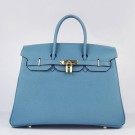 Replica Hermes Birkin 30cm 35cm Bag In Blue Jean Togo Leather HT01146