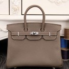 Replica Hermes Birkin 30cm 35cm Bag In Etoupe Clemence Leather HT01119