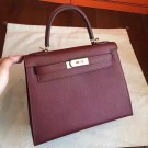 Replica Hermes Bordeaux Epsom Kelly Sellier 28cm Handmade Bag HT00898