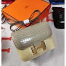 Replica Hermes Constance 24cm Grey Porosus Crocodile HT00665