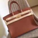 Replica Hermes Gold Clemence Birkin 35cm Handmade Bag HT00237