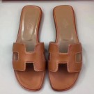 Replica Hermes Oran Sandals In Gold Swift Leather HT01330