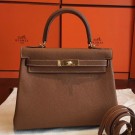 Replica Top Hermes Gold Clemence Kelly Retourne 28cm Handmade Bag HT00363