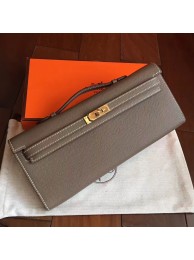 Best 1:1 Hermes Etoupe Epsom Kelly Cut Clutch Handmade Bag HT00990