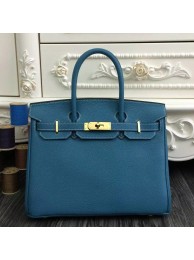Cheap Hermes Birkin 30cm 35cm Bag In Jean Blue Clemence Leather HT00151