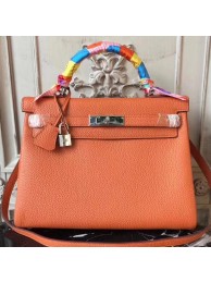 Cheap Hermes Orange Clemence Kelly 32cm Retourne Bag HT01322