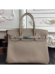 Copy Hermes Birkin 30cm 35cm Bag In Grey Clemence Leather HT00251