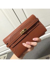 Copy Hermes Kelly Ghillies Wallet In Brown Swift Leather HT01022