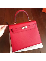 Copy Hermes Red Epsom Kelly 25cm Sellier Handmade Bag HT00152