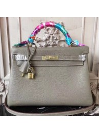 Copy Luxury Hermes Grey Clemence Kelly 28cm Bag HT00744