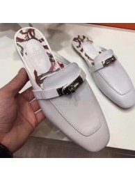 Copy Luxury Hermes Oz Mule In White Calfskin Leather HT01142