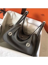 Designer Hermes Gris Mouette Lindy 30cm Clemence Handmade Bag HT00752