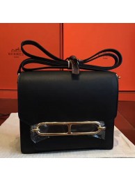 Designer Replica Hermes Mini Sac Roulis Bag In Black Swift Leather HT00177