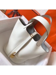 Fake Best Quality Hermes White Picotin Lock MM 22cm Handmade Bag HT01238