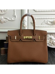 Fake Hermes Birkin 30cm 35cm Bag In Brown Clemence Leather HT01105