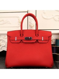 Fake Hermes Birkin 30cm 35cm Bag In Red Clemence Leather HT00601