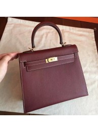 Fake Hermes Bordeaux Epsom Kelly 25cm Sellier Handmade Bag HT01262