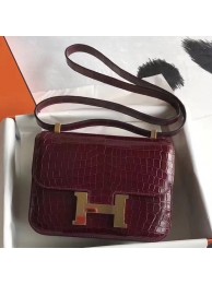 Fake Hermes Constance 24cm Bourgogne Porosus Crocodile HT00524