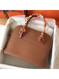 Fake Hermes Gold Clemence Bolide 35cm Handmade Bag HT00264