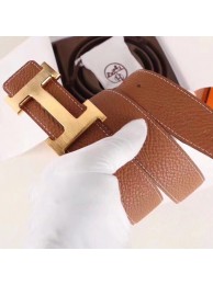 Fake Hermes H Belt Buckle &amp; Brown Clemence 32 MM Strap HT01231
