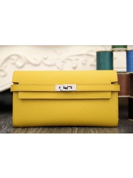 Fake Hermes Kelly Longue Wallet In Yellow Epsom Leather HT00415