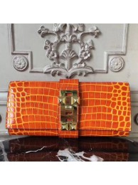 Fake Hermes Medor Clutch Bag In Orange Crocodile Leather HT00065