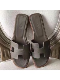 Fake Hermes Oran Sandals In Etoupe Epsom Leather HT00068