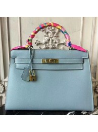 Fashion Hermes Light Blue Epsom Kelly 32cm Sellier Bag HT00480