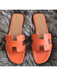 First-class Quality Hermes Oran Sandals In Orange Swift Leather HT00049