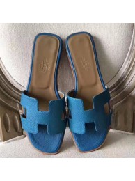 First-class Quality Hermes Oran Sandals In Turquoise Epsom Leather HT01243