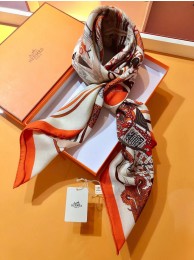 First-class Quality Hermes Red Paperoles Silk Twill Scarf HT00845