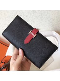 Hermes Bi-Color Epsom Bearn Wallet Black/Ruby HT00815