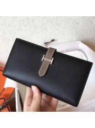 Hermes Bi-Color Epsom Bearn Wallet Black/Taupe HT00880