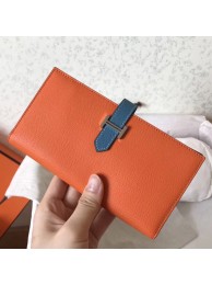 Hermes Bi-Color Epsom Bearn Wallet Orange/Blue Jean HT00206