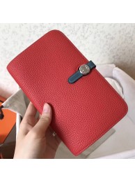 Hermes Bicolor Dogon Duo Wallet In Red/Jean Leather HT00609