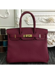 Hermes Birkin 30cm 35cm Bag In Bordeaux Clemence Leather HT00196