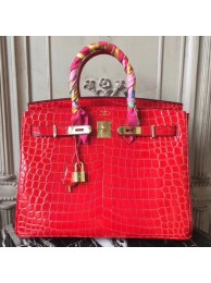 Hermes Birkin 30cm 35cm Bag In Cherry Crocodile Leather HT01068